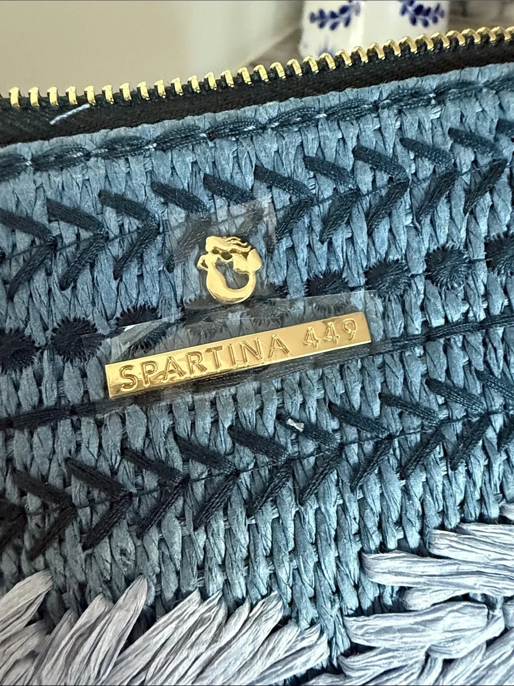 Spartina Maci Wristlet Ogeechee Blue Palm NWT